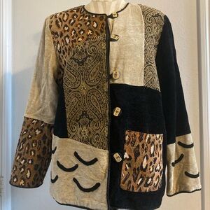 90s Vintage Patchwork Embroidered Jacket Large